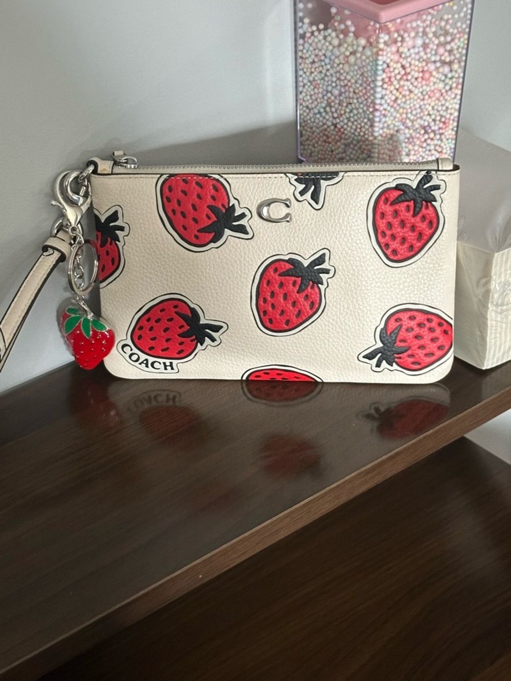 Coach essential Wristlet Wallet with Strawberry Print
